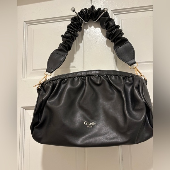 Giselle Handbags - Giselle Paris Black Ruched Shoulder Bag